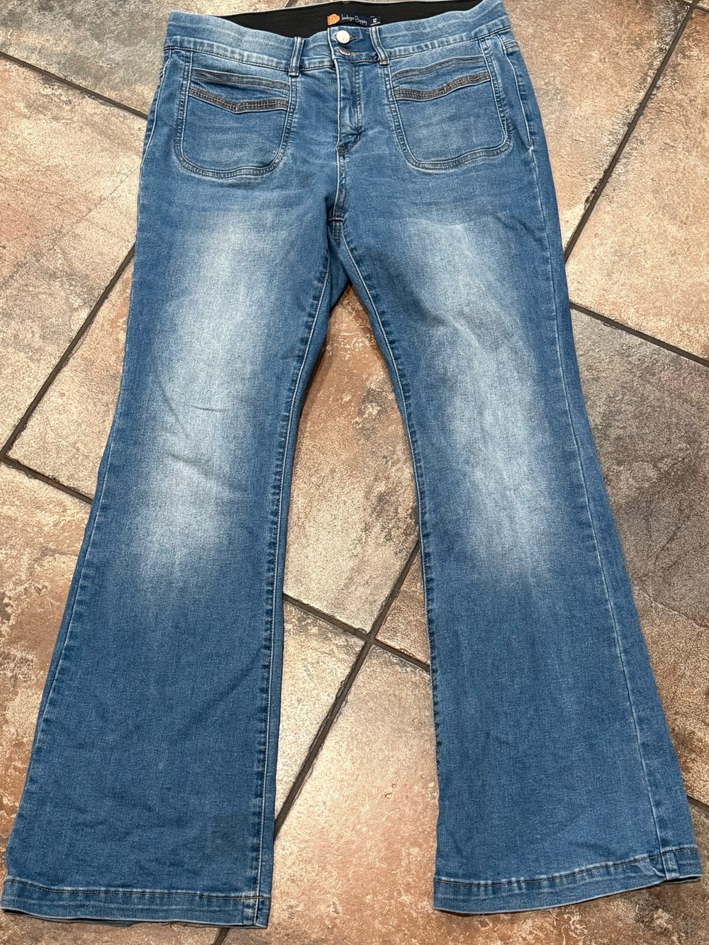 Indigo Poppy Women's Tummy Control Wide-Leg/Bootcut Blue Jeans